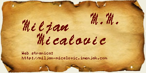 Miljan Mićalović vizit kartica